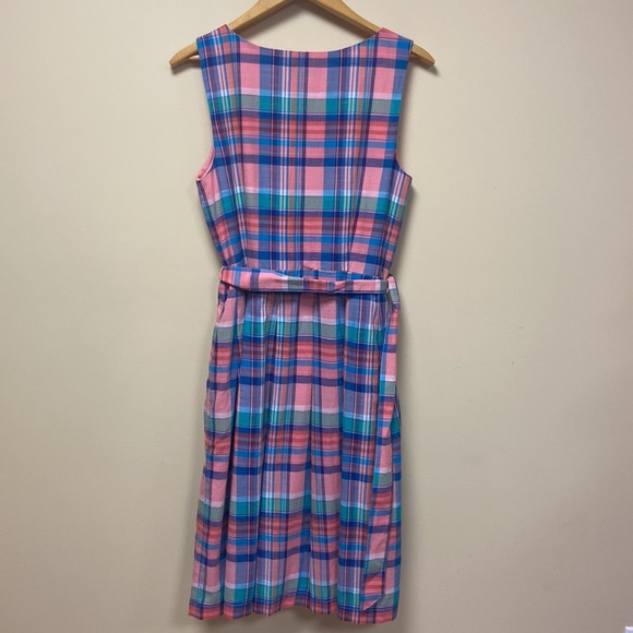 Talbots Madras Plaid Button Front Sleeveless Dress size 10 - Picture 3 of 7
